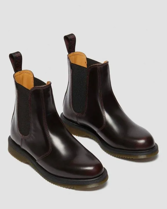 Dr Burgundy Boots Dr. Martens Flora Arcadia Chelsea Boots Cherry Red Arcadia - Mens