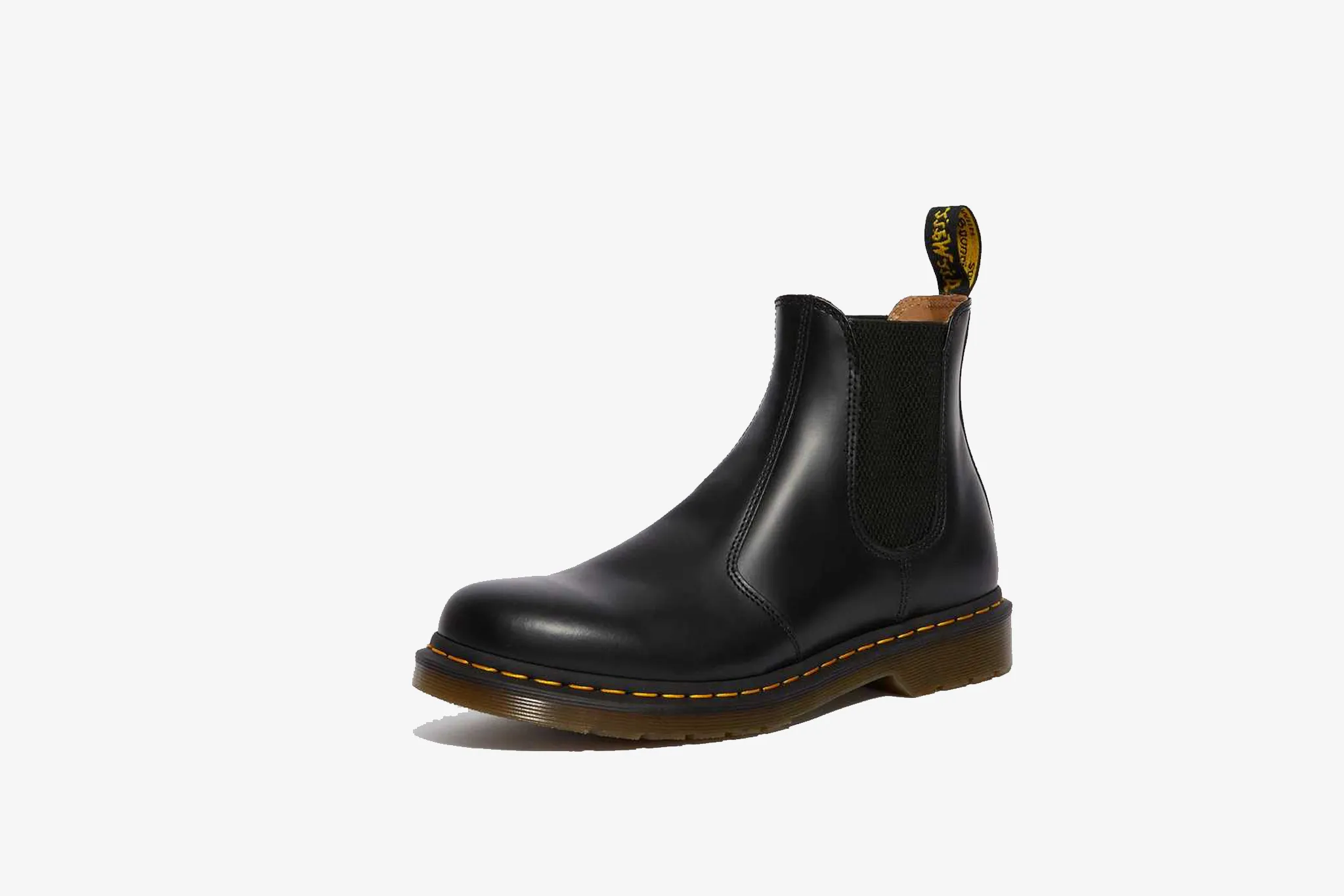 Taos Boots Dr. Martens "2976 Yellow Stitch Smooth Leather Chelsea Boot" M - Black