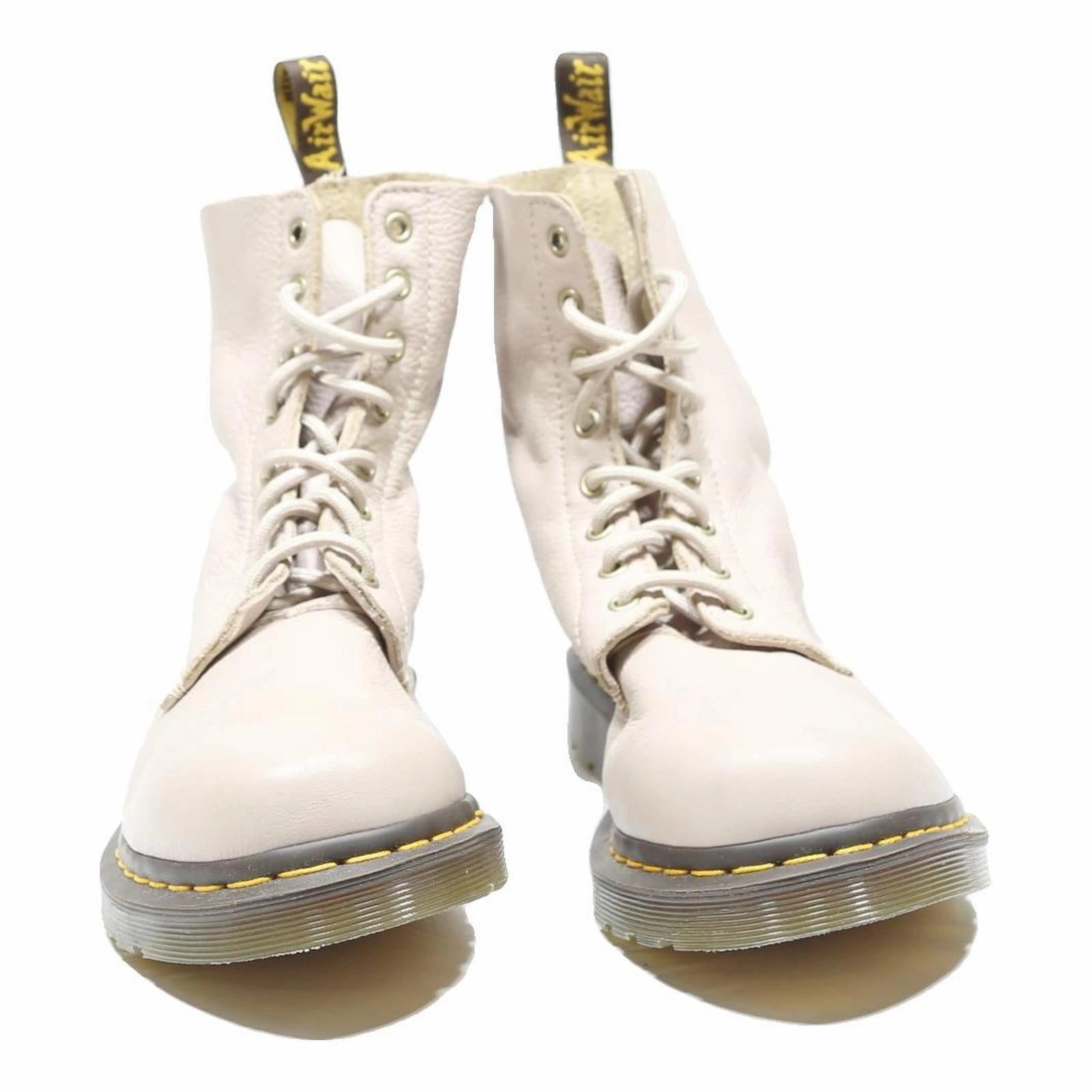 DR MARTENS 1460 Womens Lace-Up Boots White Leather UK 9 Durable Classic Style Cowboy Boots For Thick Calves