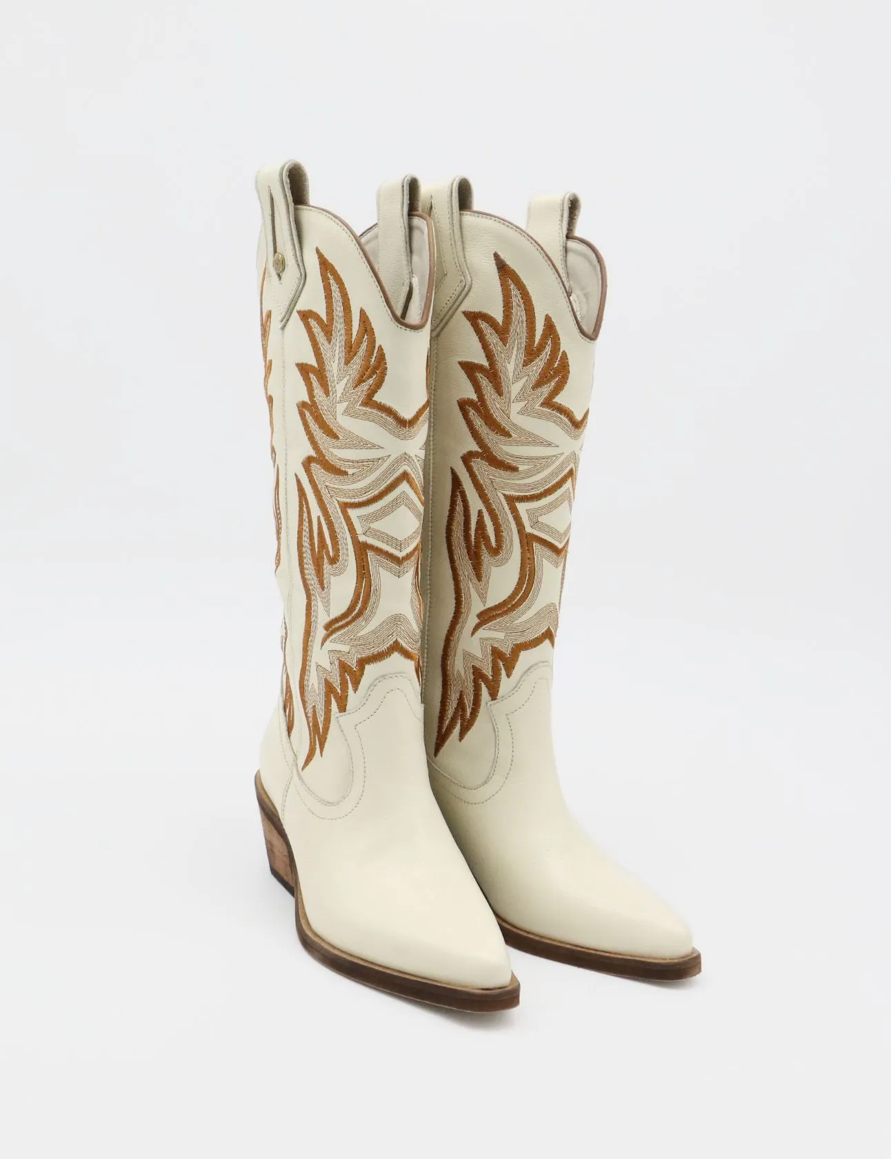 Dramen western cowboy boots in ivory leather womens shoes Ranchers Boots