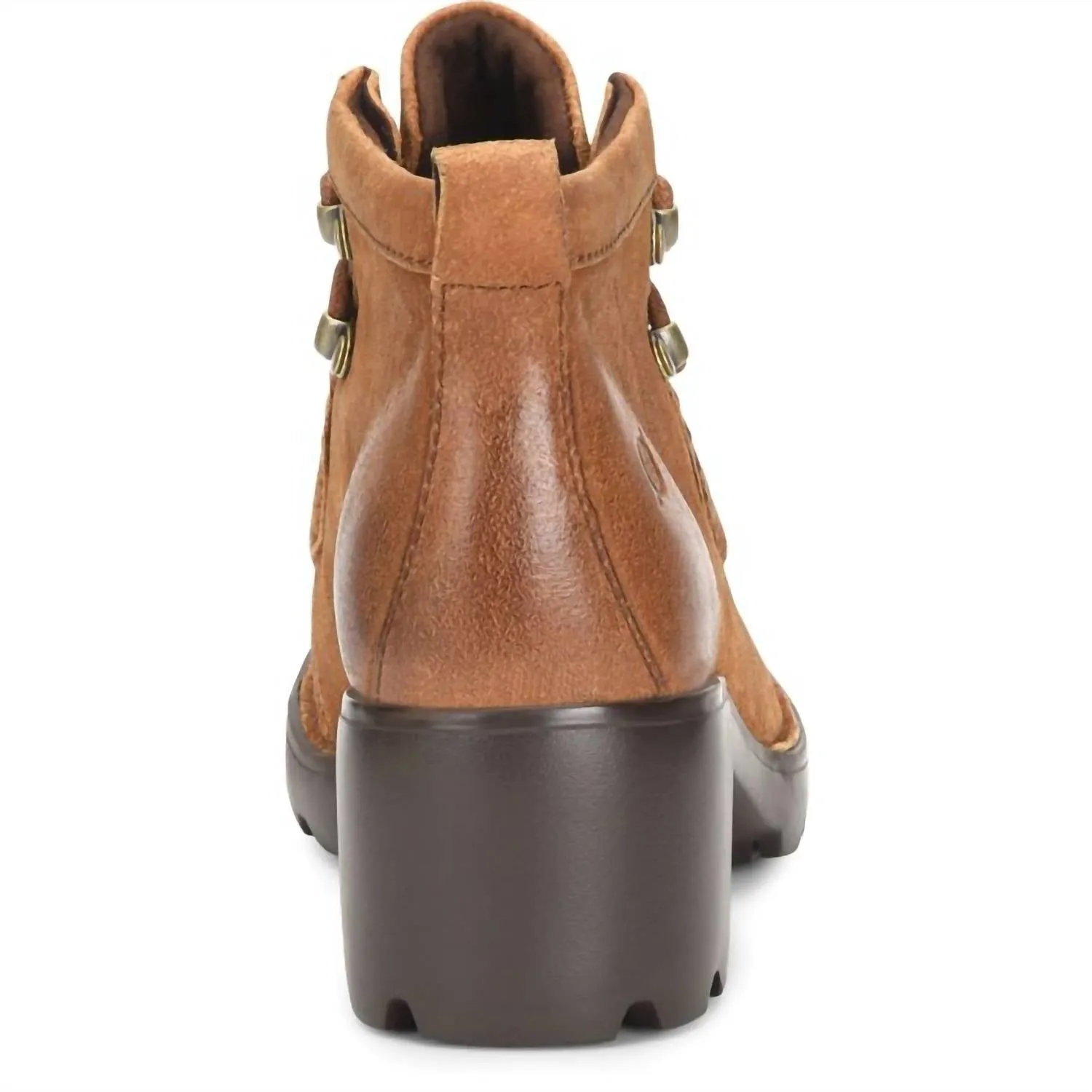 Women's Griffin Comfort Lug Sole Booties In Tan Camel Distressed Mexican Pointy Cowboy Boots