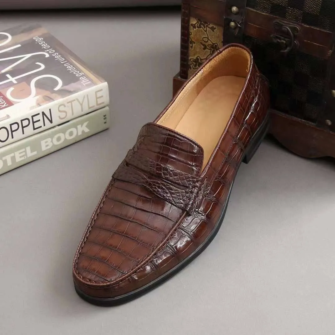 Crocodile Shoes Men's  Crocodile Leather Slip-On Loafers J Crew Loafers Suede