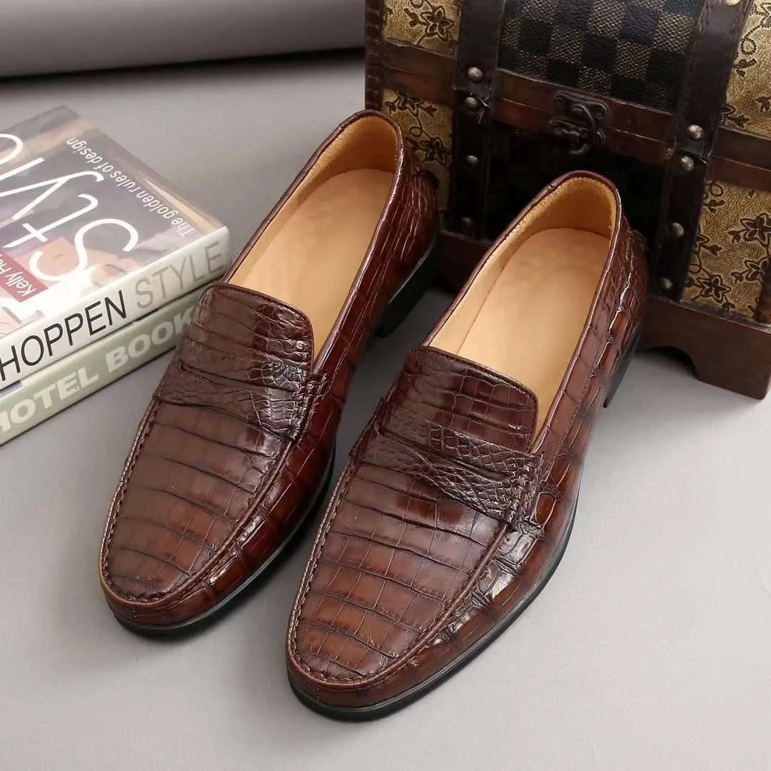 Loafers Outfit Ideas Crocodile Shoes Men's  Crocodile Leather Slip-On Loafers