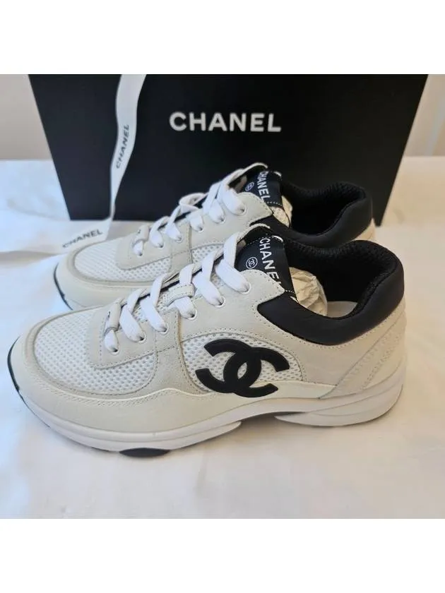 Big Tennis Shoes CC Logo Suede Tennis Low Top Sneakers Black Chanel