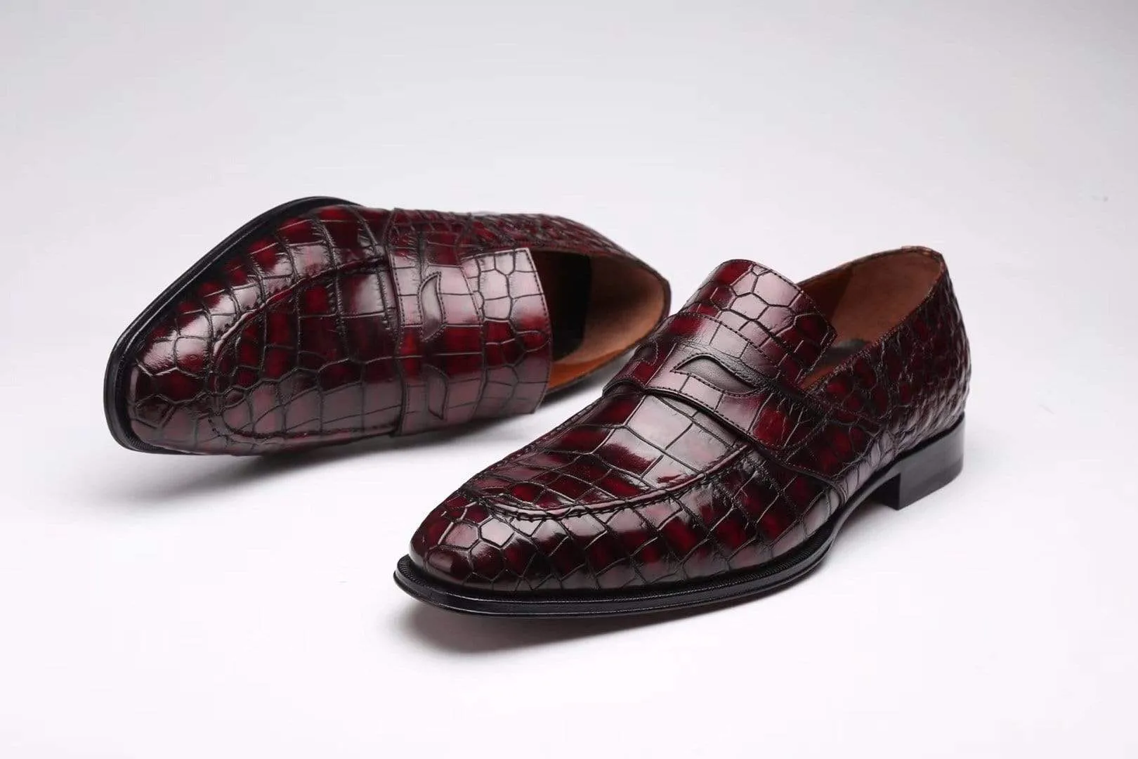 Comfort Slip On Sandals Crocodile Shoes Preorder Crocodile Leather Formal Penny loafer Casual Slip On  Shoes For Men