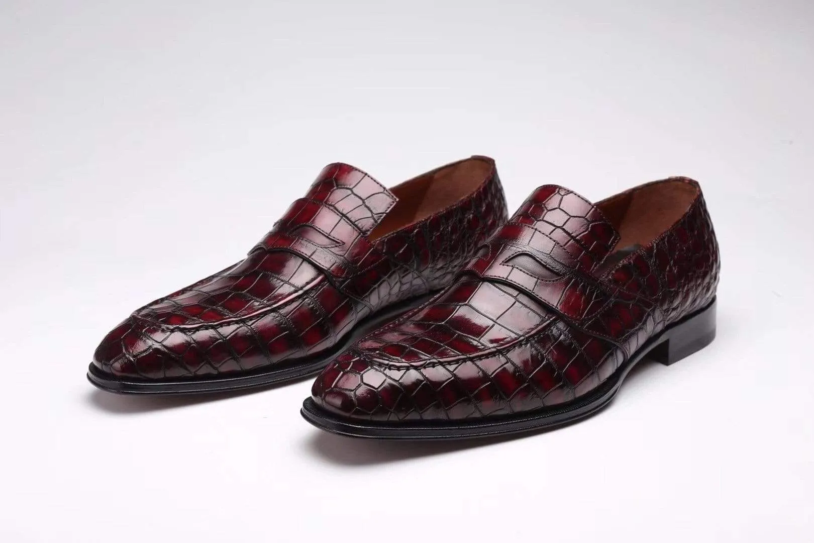 Crocodile Shoes Preorder Crocodile Leather Formal Penny loafer Casual Slip On  Shoes For Men Slip On Leather Loafers