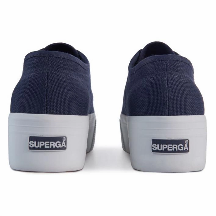 Superga scarpa sneakers da donna con zeppa 2790 Cotw Linea Up and Down S9111LW F43 blu Mushroom Sneakers