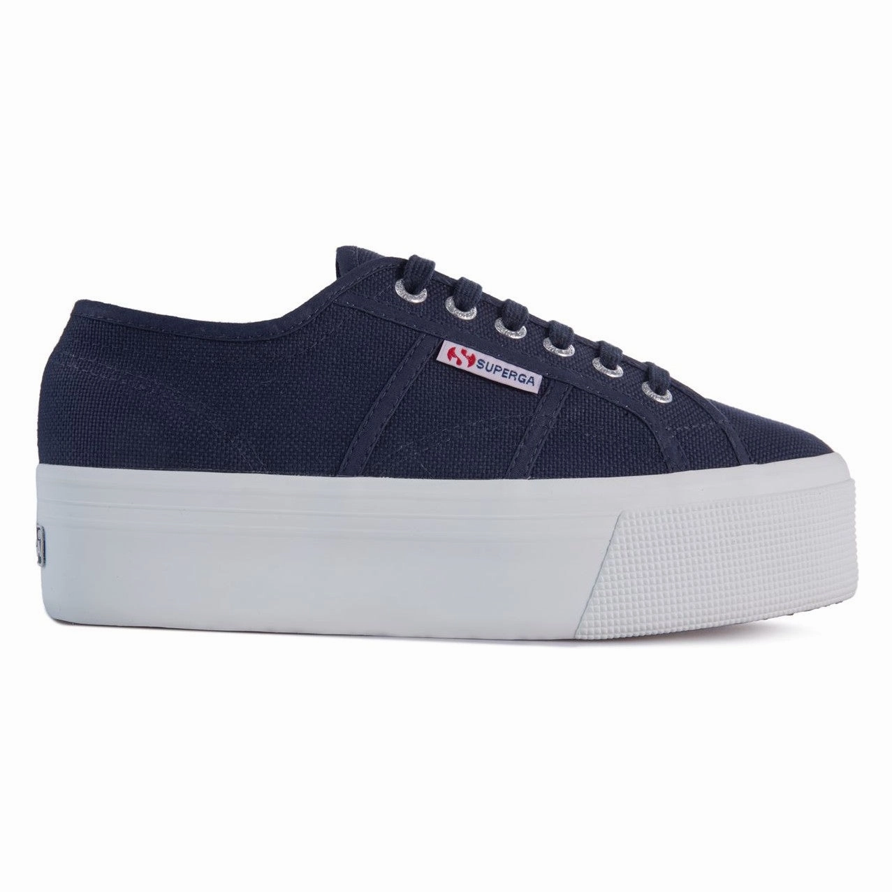 Superga scarpa sneakers da donna con zeppa 2790 Cotw Linea Up and Down S9111LW F43 blu Silver Sneakers Classic