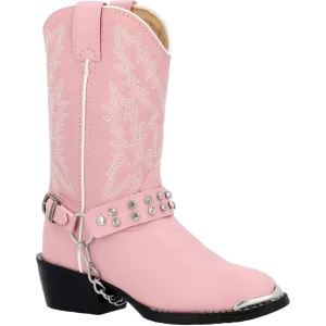 Boots With Low Heel Durango Girl's  Round Toe Pink Pull On Western Boots BT568
