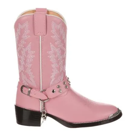 Fur Heel Boots Durango Youth Girl's Pink  Pull On Western Boots BT668
