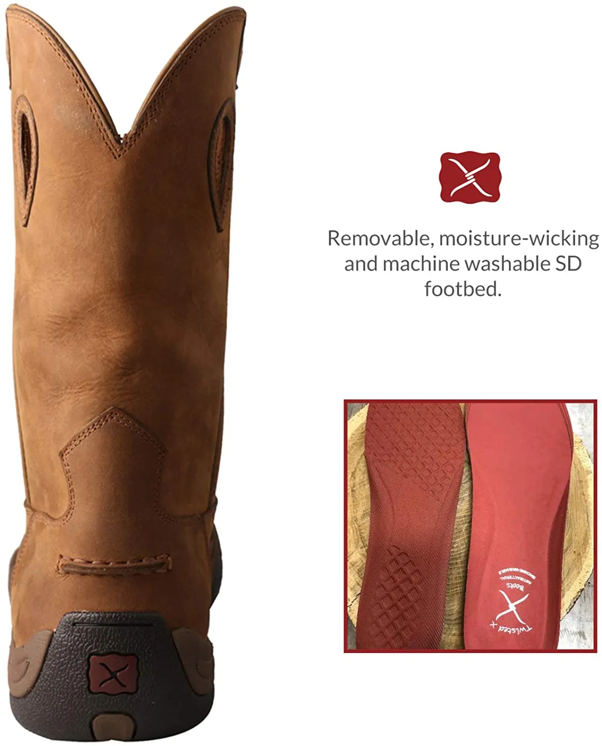 Twisted X Men's Work 11" Comp Toe Pull-On Hiker Boot - WP, Distressed Saddle/Saddle, 11(M) Cowboy Boots With Shorts
