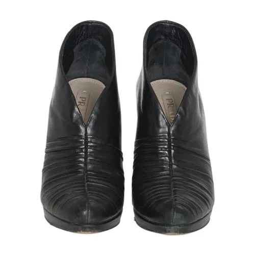 Prada Ruched Leather Booties Paint Boots