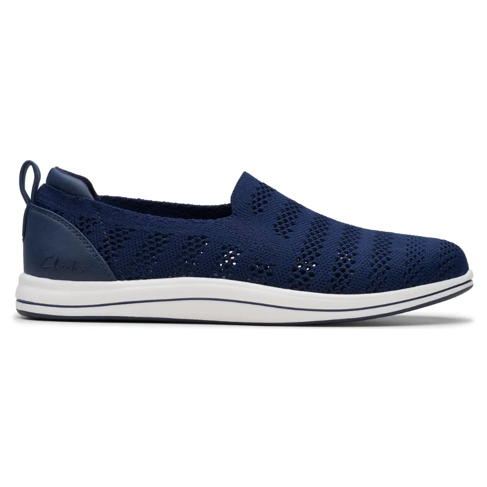 Clarks Breezey Izzy Navy Slip-On Shoe (Women's) Slip On Deck Shoes