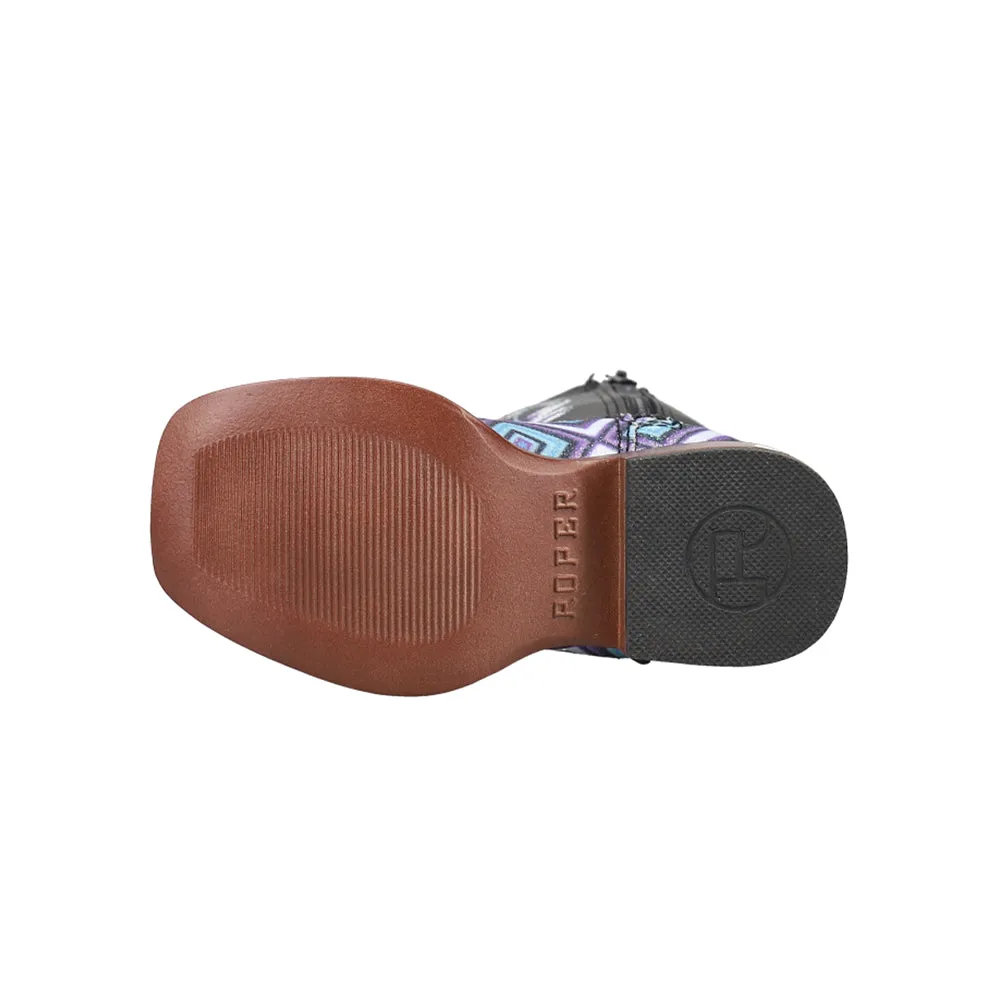 Boots Leather Ankle Glitter Diamonds Geometric Square Toe Boots (Toddler)