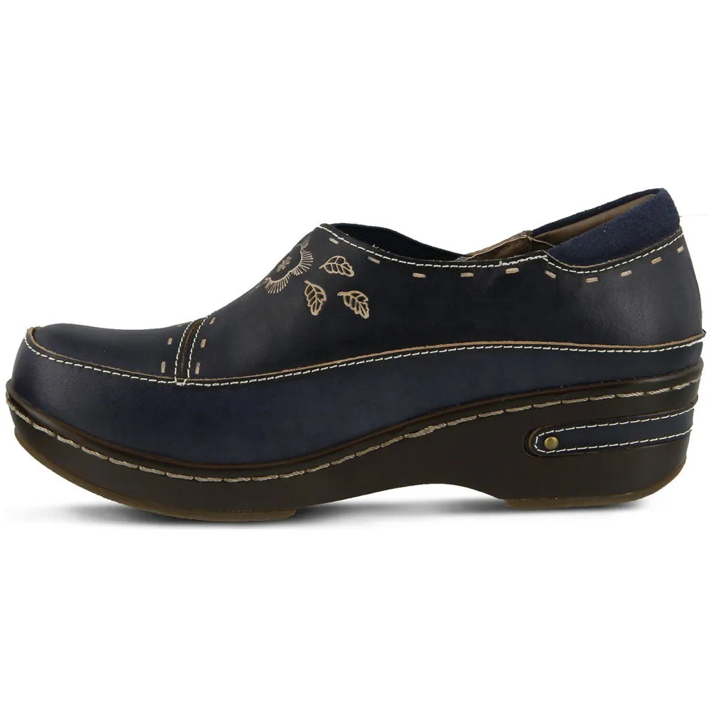 Spring Step Burbank Navy Leather (Women's) Faux Fur Slip On Shoes
