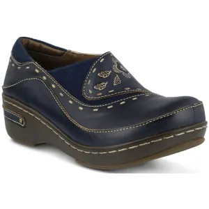 Slip On Black Shoes Spring Step Burbank Navy Leather (Women's)
