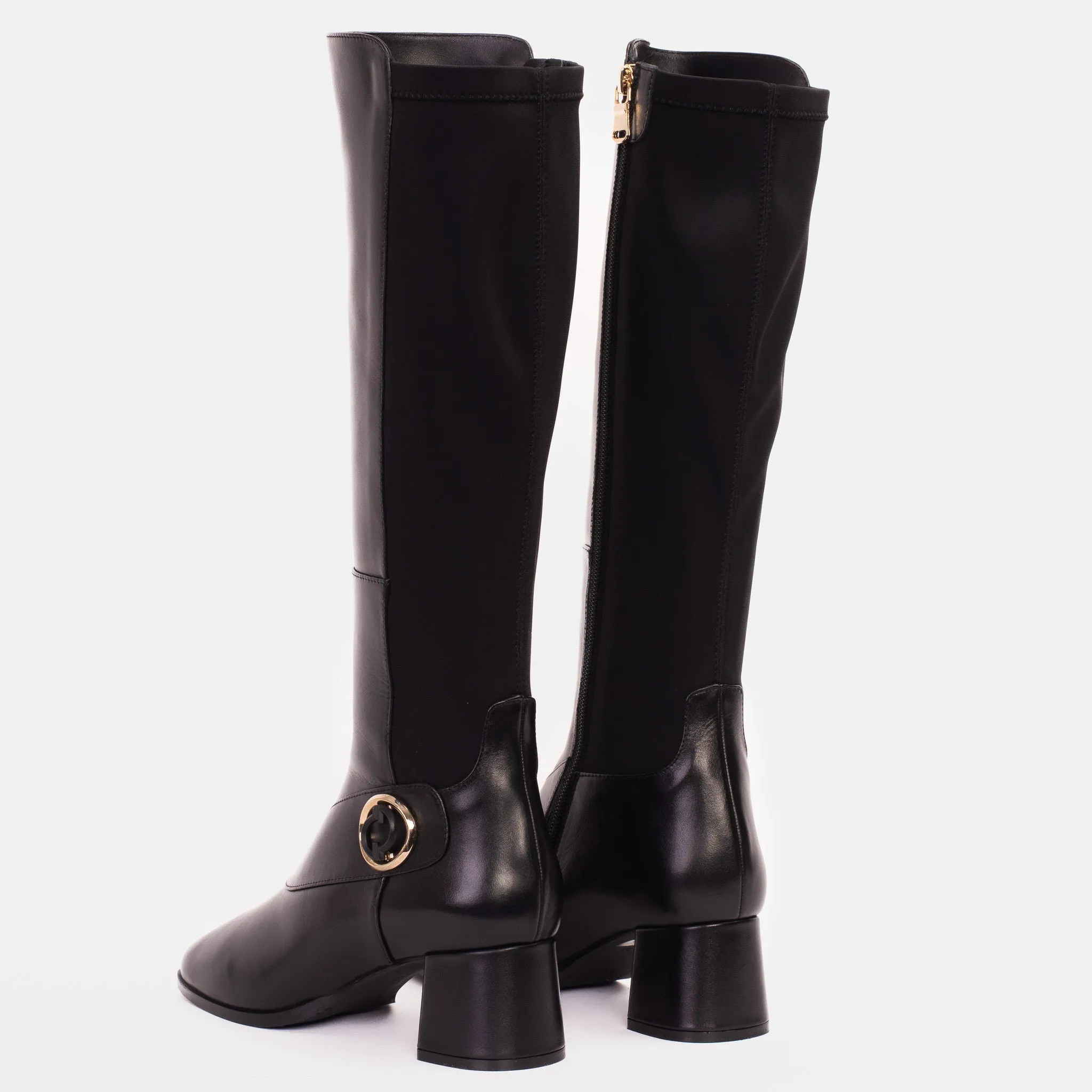 The Windsor Black Leather Knee High Women Boot Roper Work Boots