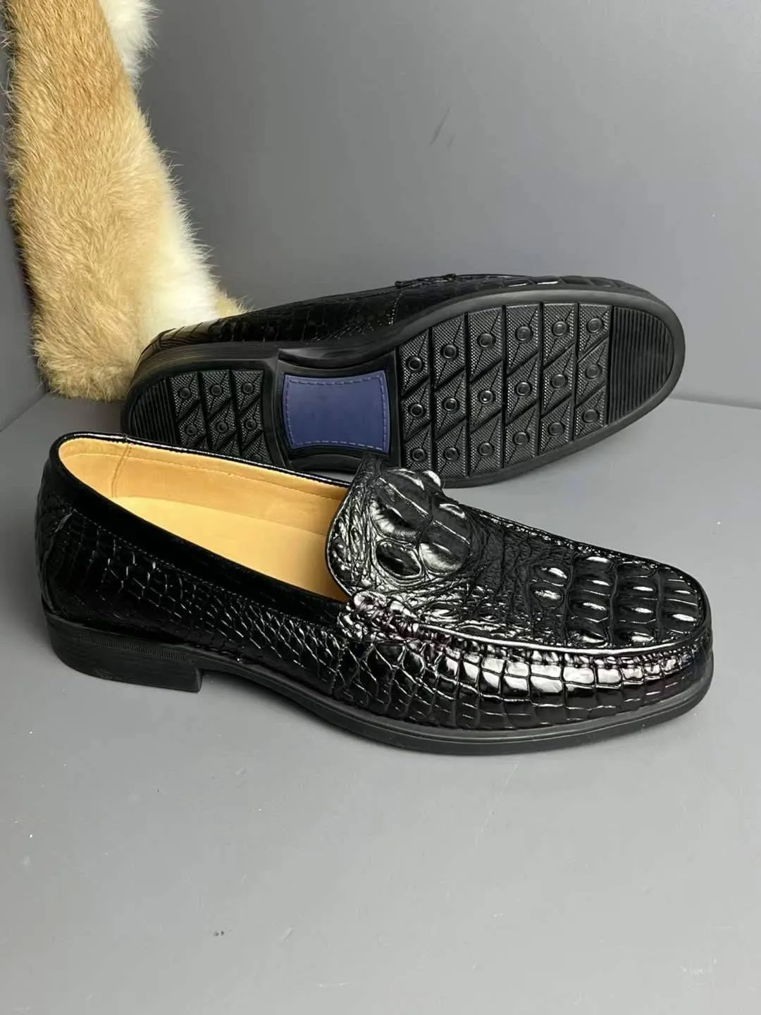 Roa Loafers Crocodile Shoes Genuine Crocodile Skin Bone Leather Slip On Driving Loafers