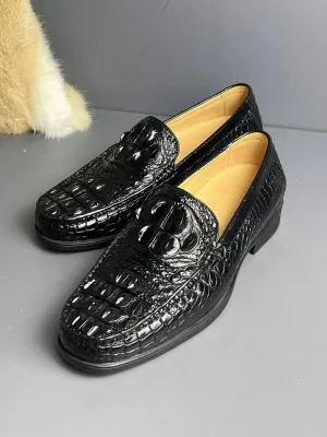 Emma Chamberlain Loafers Crocodile Shoes Genuine Crocodile Skin Bone Leather Slip On Driving Loafers