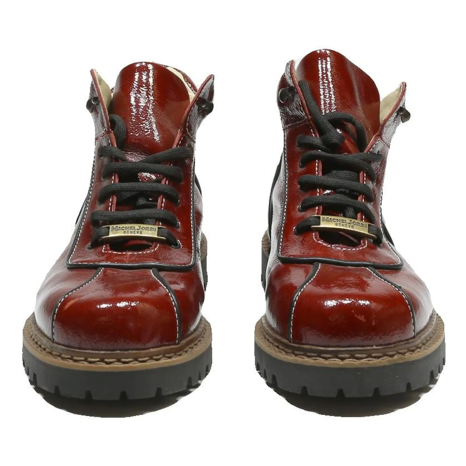 Virginia Leather Ankle Boots MICHEL JORDI Womens Ankle Boots Leather Red UK 4 Stylish Comfortable