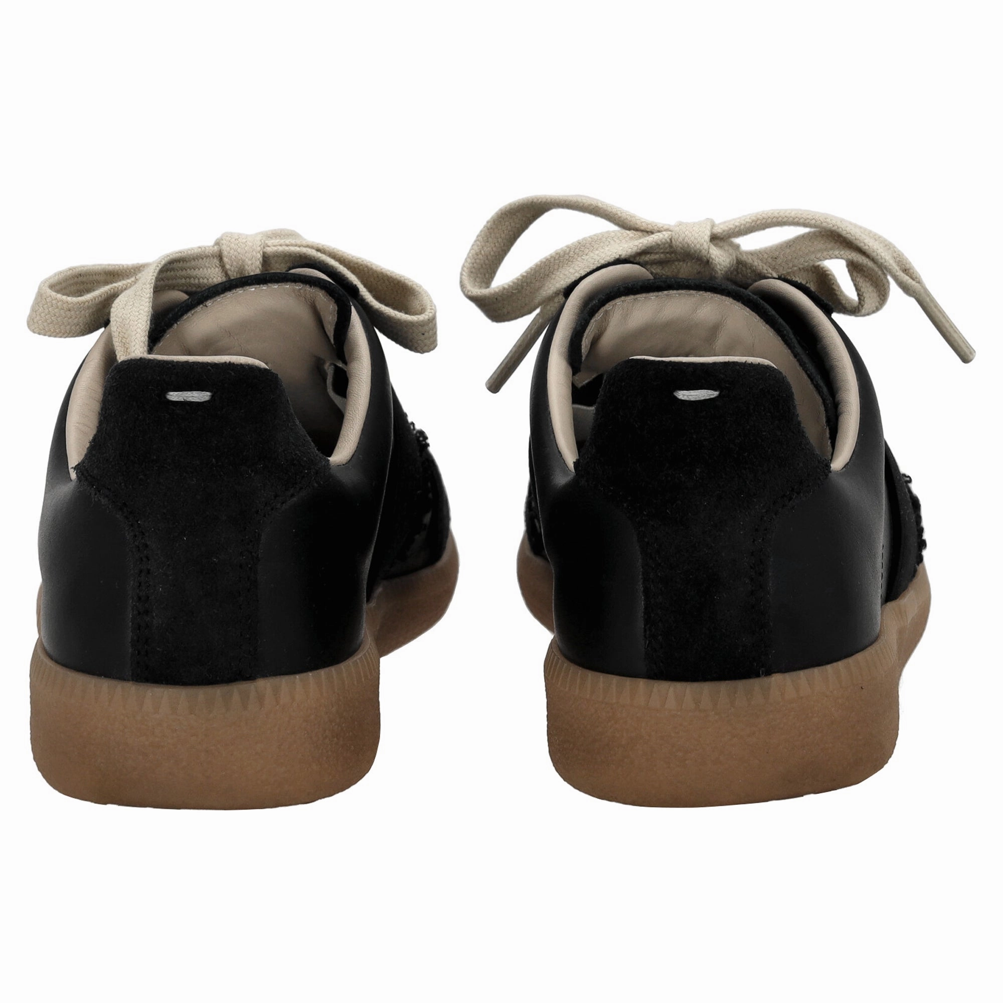 Ballet Flat Sneakers Maison Margiela Replica Low-Top Sneakers in Black Calf Leather and Suede