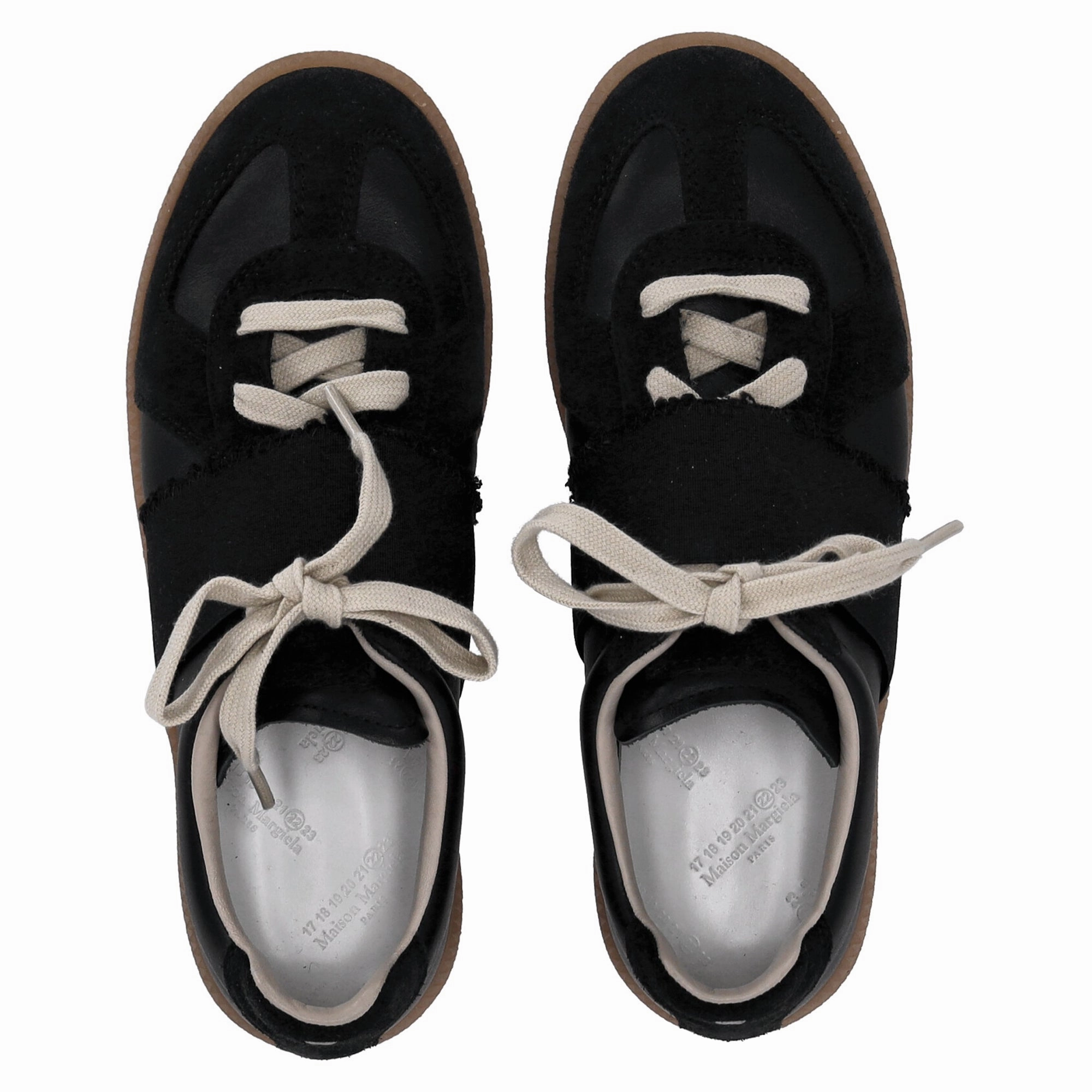 Slim Sneakers Maison Margiela Replica Low-Top Sneakers in Black Calf Leather and Suede