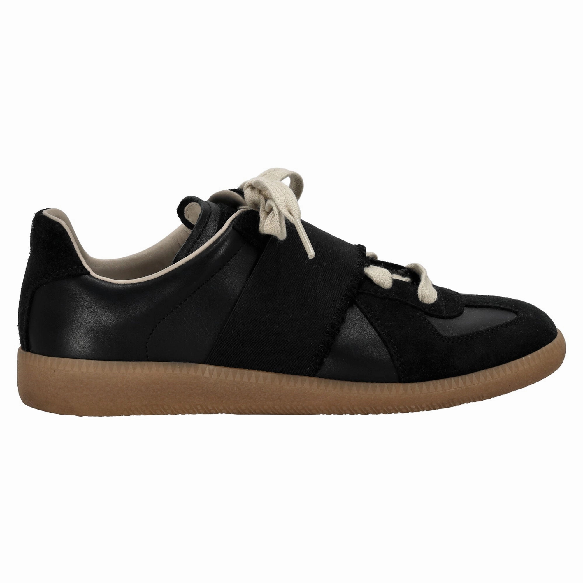 Maison Margiela Replica Low-Top Sneakers in Black Calf Leather and Suede Salvatore Ferragamo Sneakers