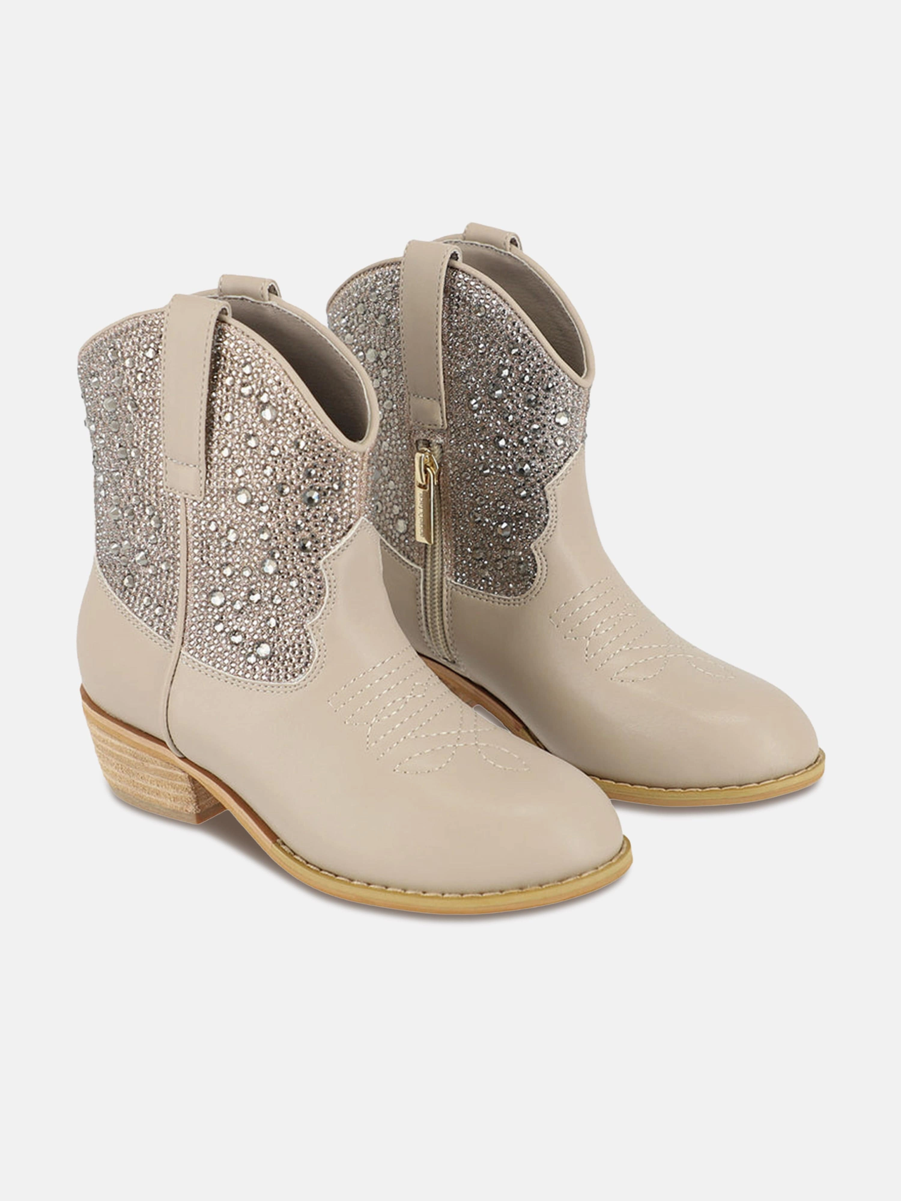 Angels Face Girls Rio Crystal Cowboy Boots in Beige Fringe Boots