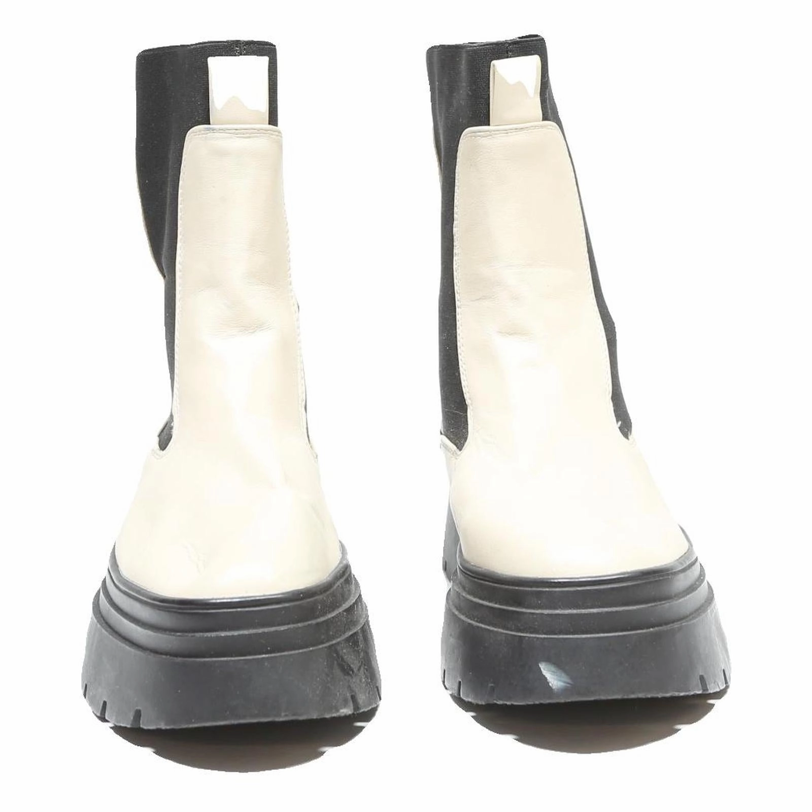 Best Upland Hunting Boots PRIMARK Womens Chelsea Boots Leather Cream & Black UK 6 Chunky Sole Elastic