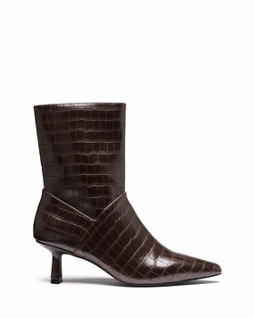 Stretch Leather Ankle Boots Kacee Ankle Boot Chocolate Croc
