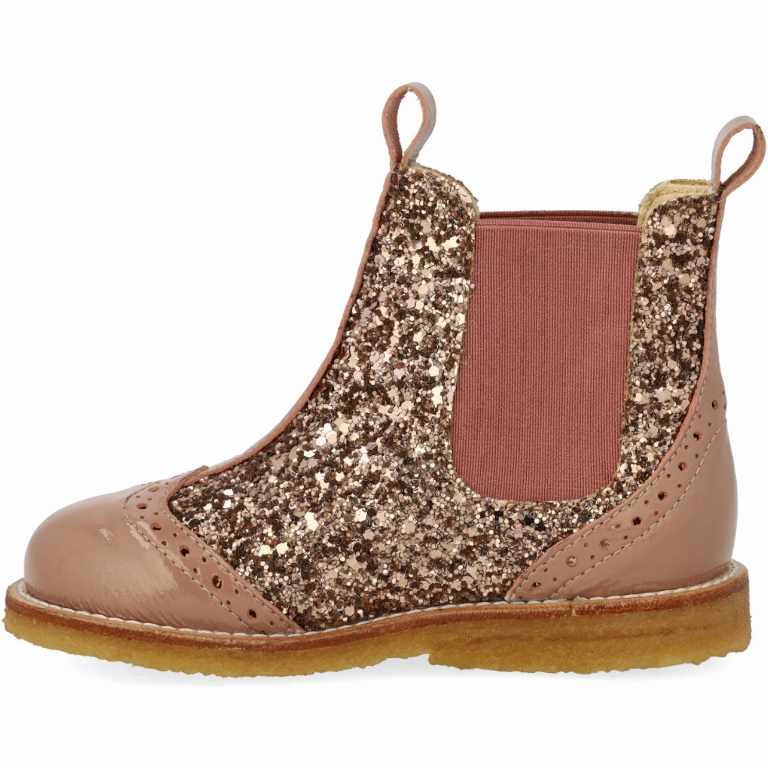 Cuadra Boots Mexico Angulus Clay/Clay Glitter/Rosa Chelsea Boot Med Glitter Og BrAndues Detaljer