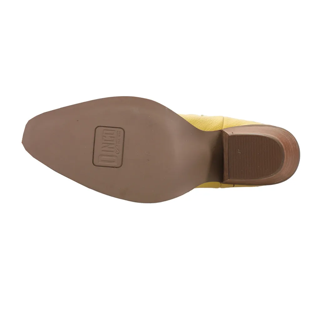 Primrose Floral Embroidered Metallic Snip Toe Cowboy Booties Telemark Ski Boots