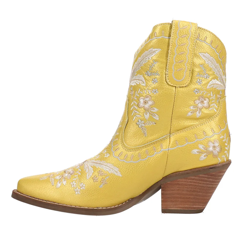 Danner Boots Steel Toe Primrose Floral Embroidered Metallic Snip Toe Cowboy Booties