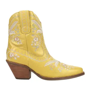 Primrose Floral Embroidered Metallic Snip Toe Cowboy Booties Best Safety Toe Boots
