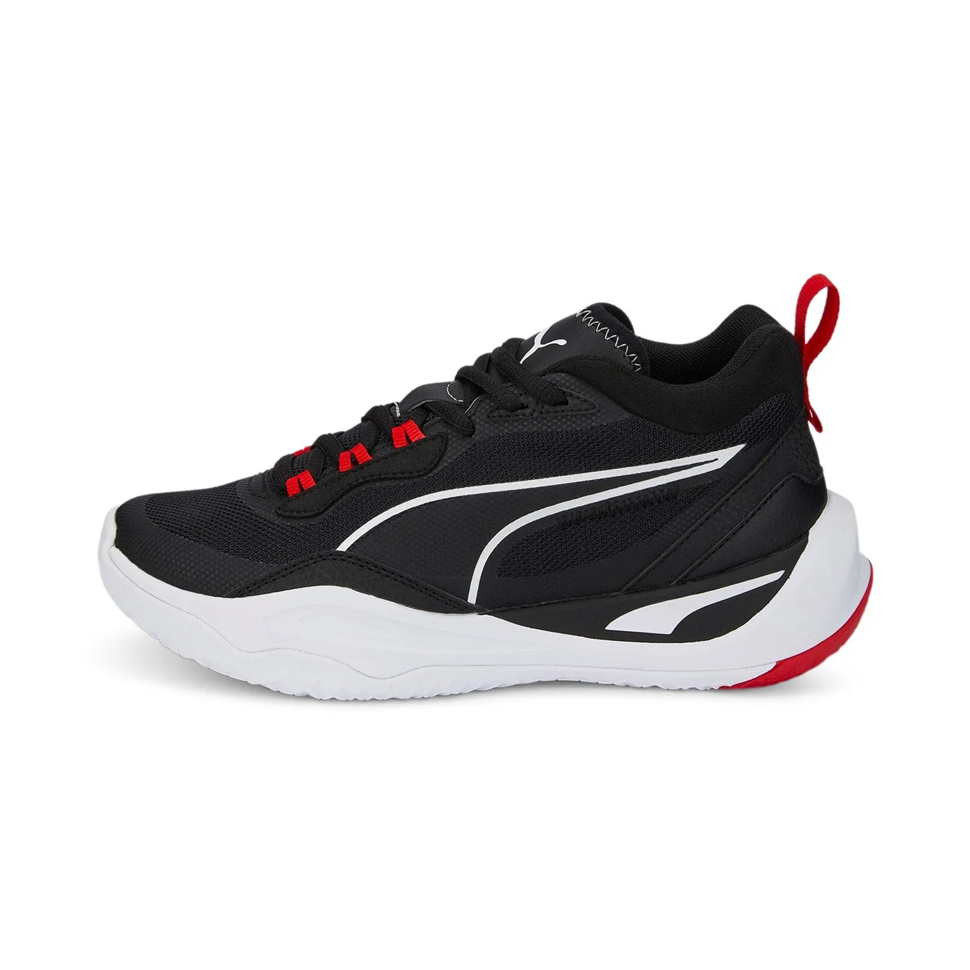 Business Sneakers Puma Scarpa da pallacanestro da ragazzo Playmaker 387353 01 nero-bianco-rosso