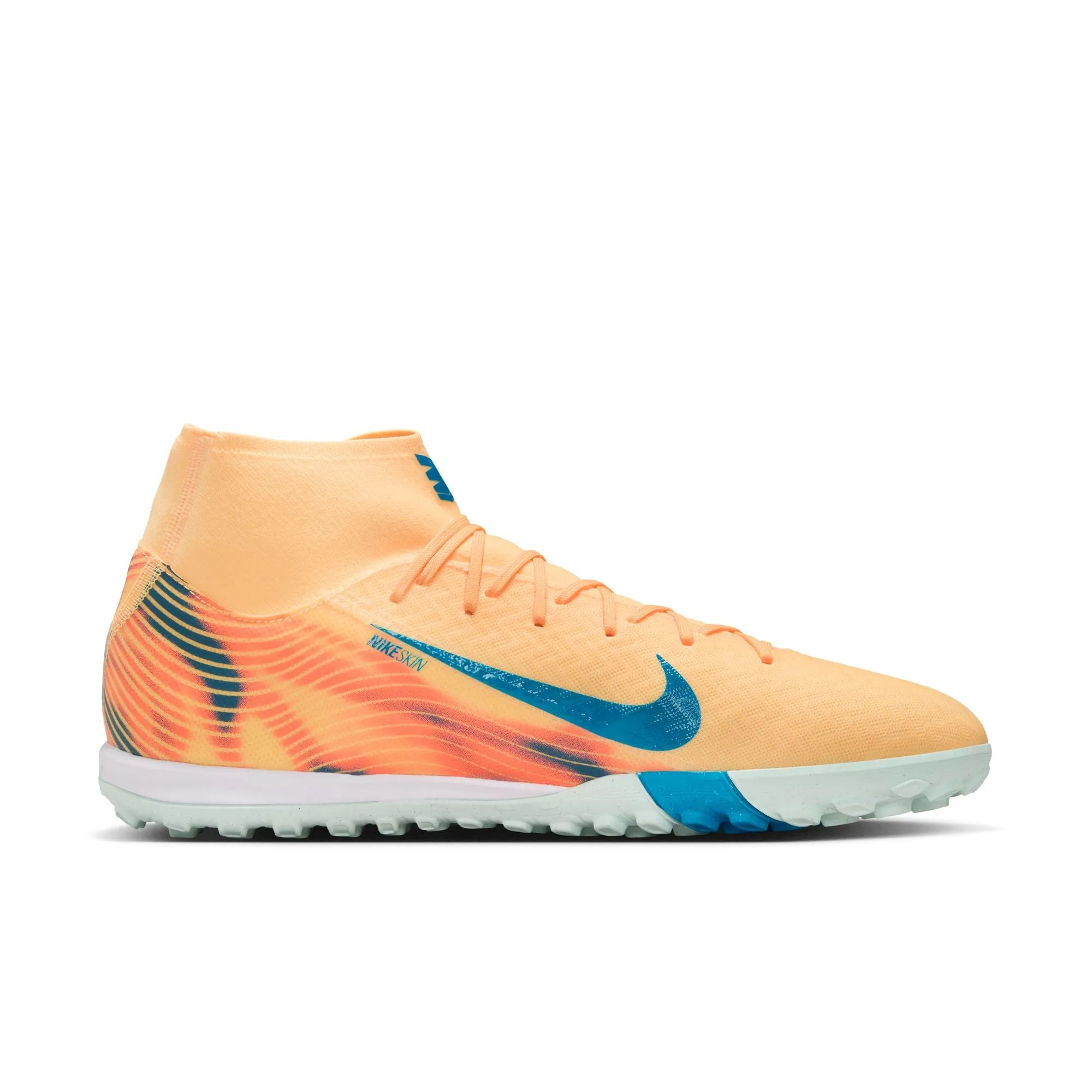 Nike Air Zoom Mercurial Superfly 10 Academy Kylian Mbapp TF Turf Soccer Shoes - Melon Tint/Neo Turq Igloo