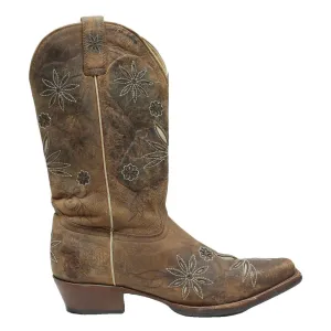 Cougar Waterproof Boots SHYANNE Womens Western Leather Cowboy Boots Brown Size UK 8 Distressed Floral