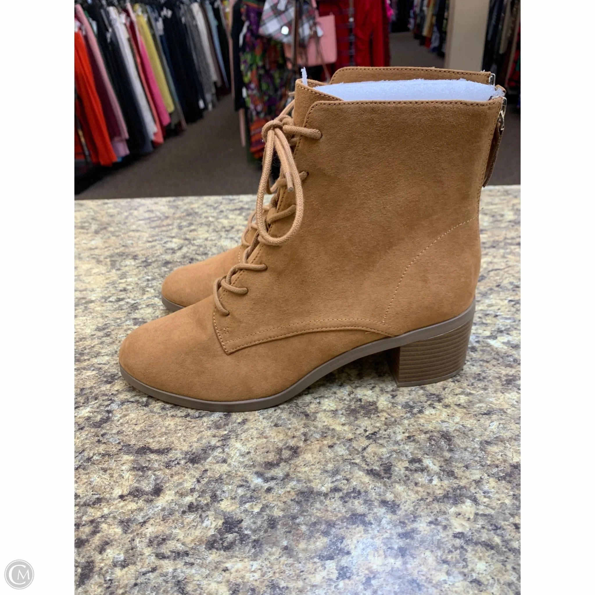 Ankle Boots Snow Boots Ankle Heels By Loft In Tan, Size: 10