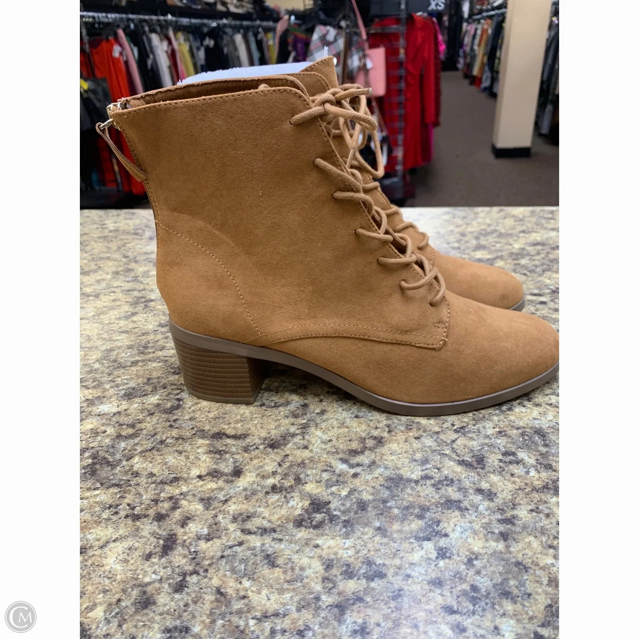 Boots Ankle Heels By Loft In Tan, Size: 10 Muck Boots Ankle