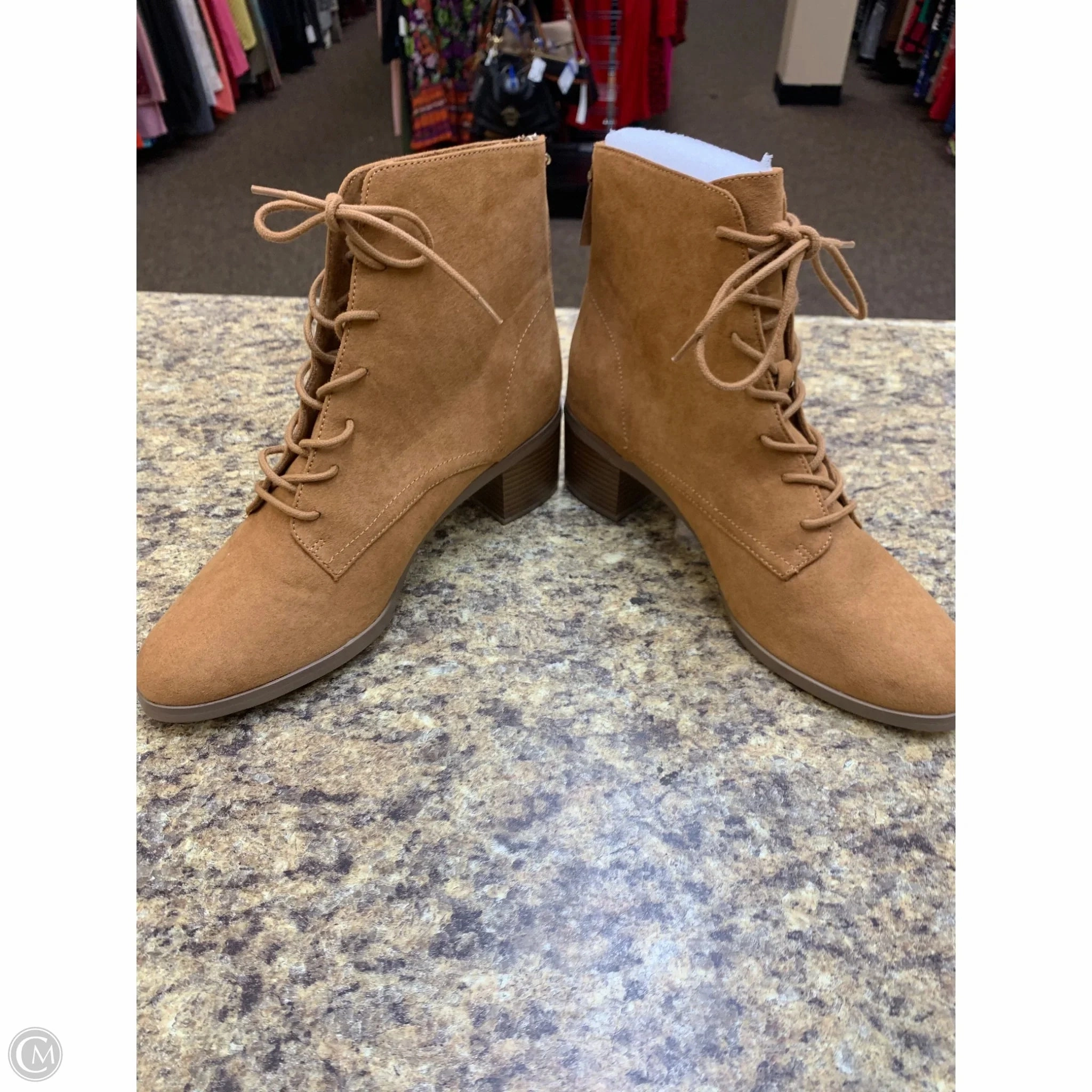 Boots Ankle Heels By Loft In Tan, Size: 10 Lace Up Ankle Boots Fashion