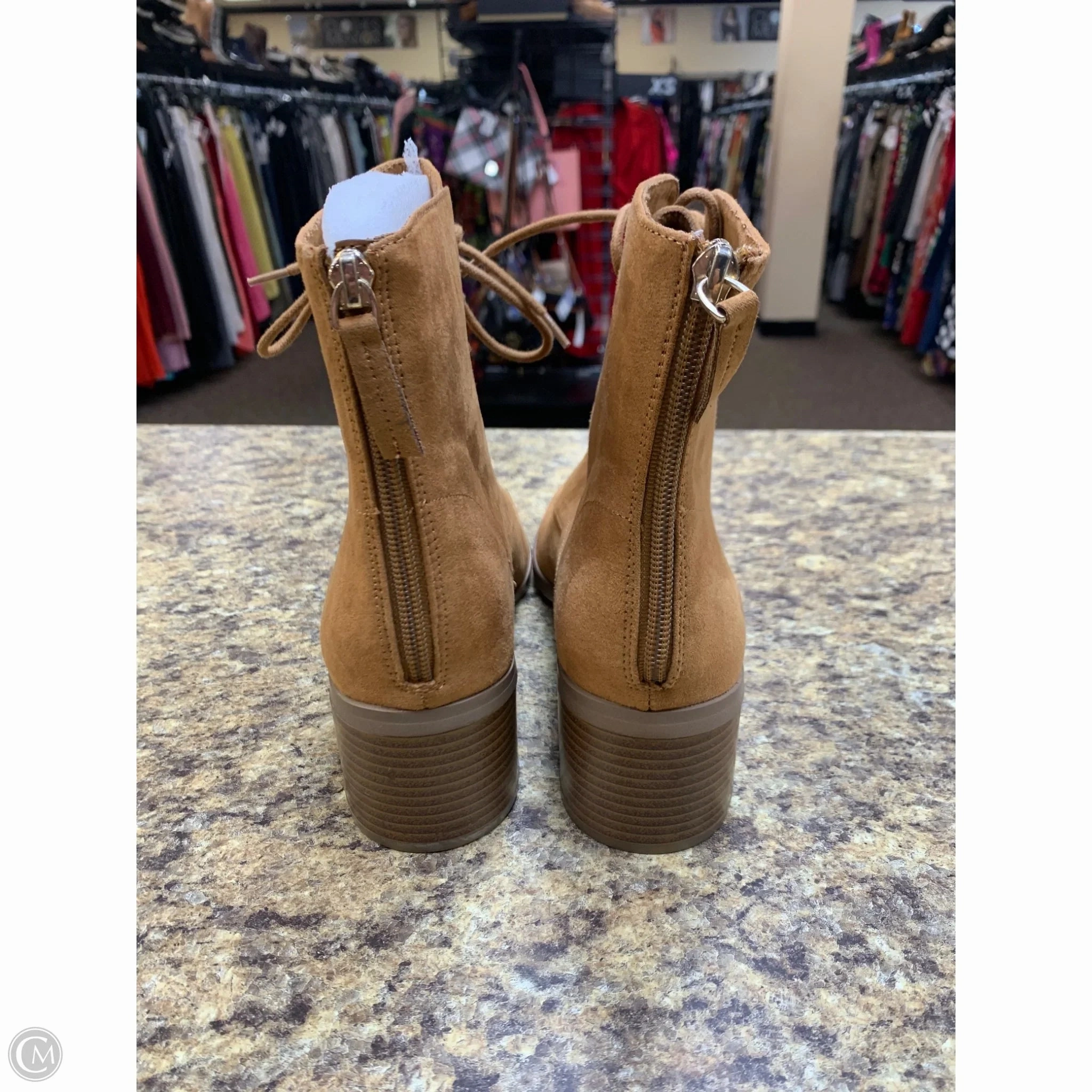 Ankle Boots Small Heel Boots Ankle Heels By Loft In Tan, Size: 10