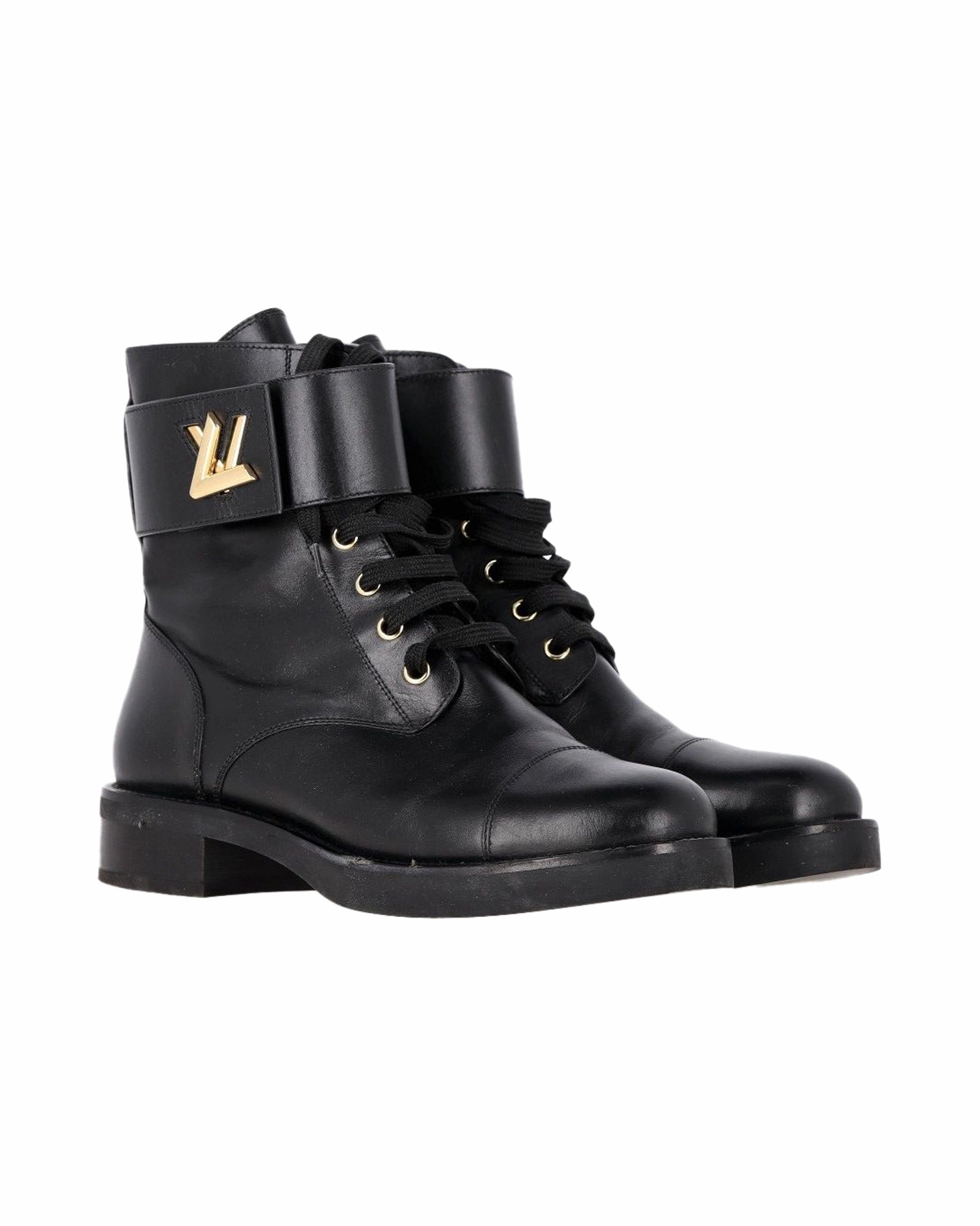 Louis Vuitton Wonderland Lace Up Ankle Boots in Black Leather Monolith Leather And Nylon Ankle Boots