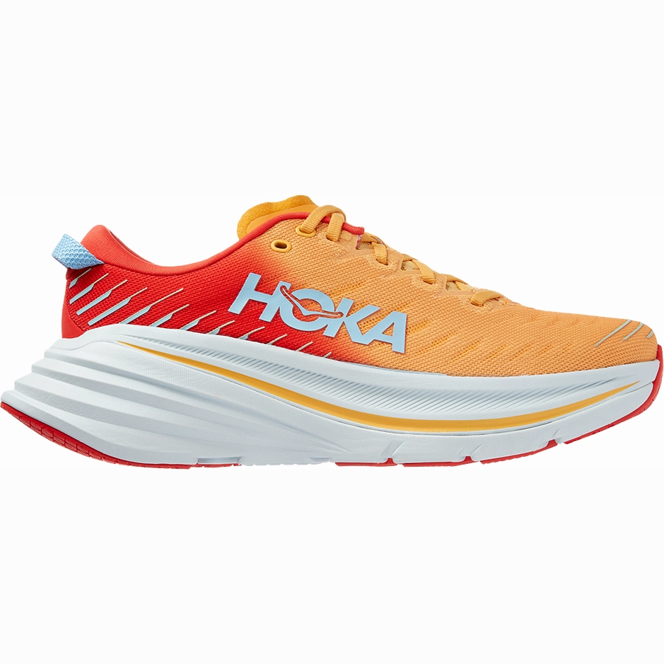 Try On Shoes Men's Hoka Bondi X, Fiesta/Amber Yellow, 10 D Medium