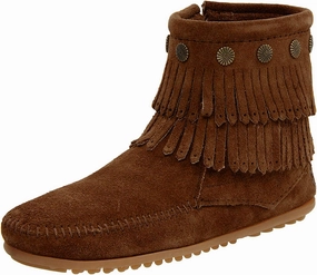 Boots Leather Waterproof Minnetonka Women's Double Fringe Side Zip Boot