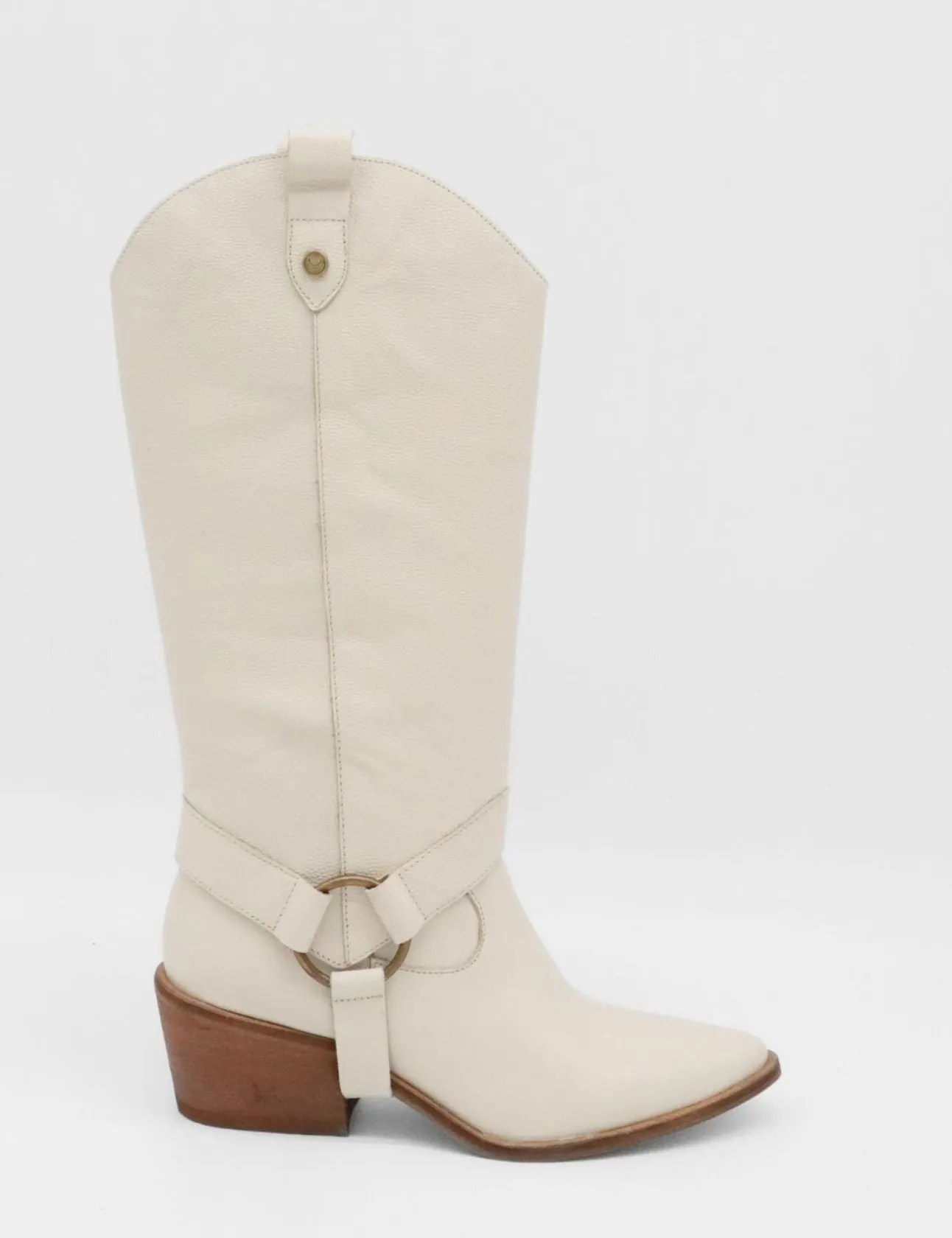 Firemen Boots Penelope western cowboy convertible boots in off white leather womens shoes