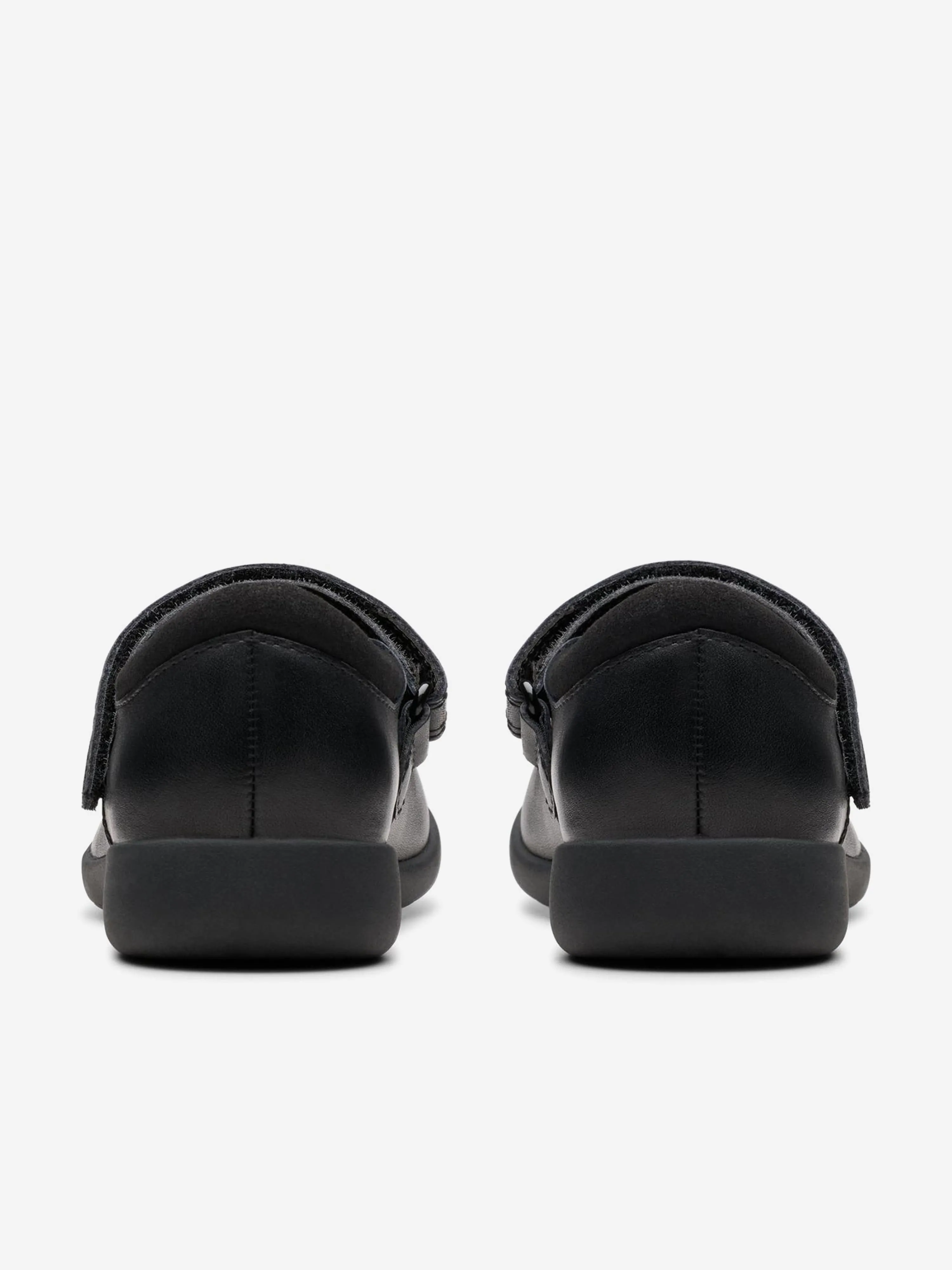 Clarks Girls Leather Etch Pure Shoes in Black Dv Loafers