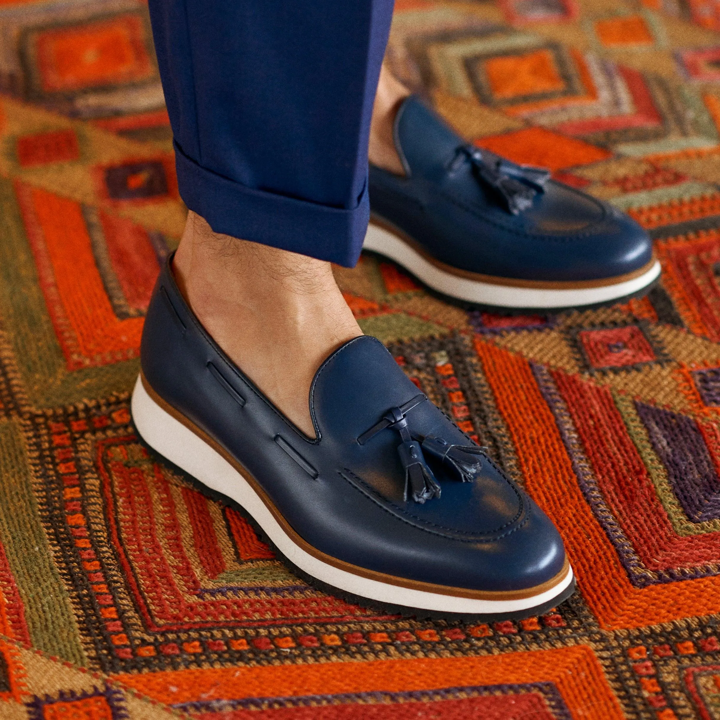Mk Shoes Loafers Navy Calf Tassel Loafer Runner