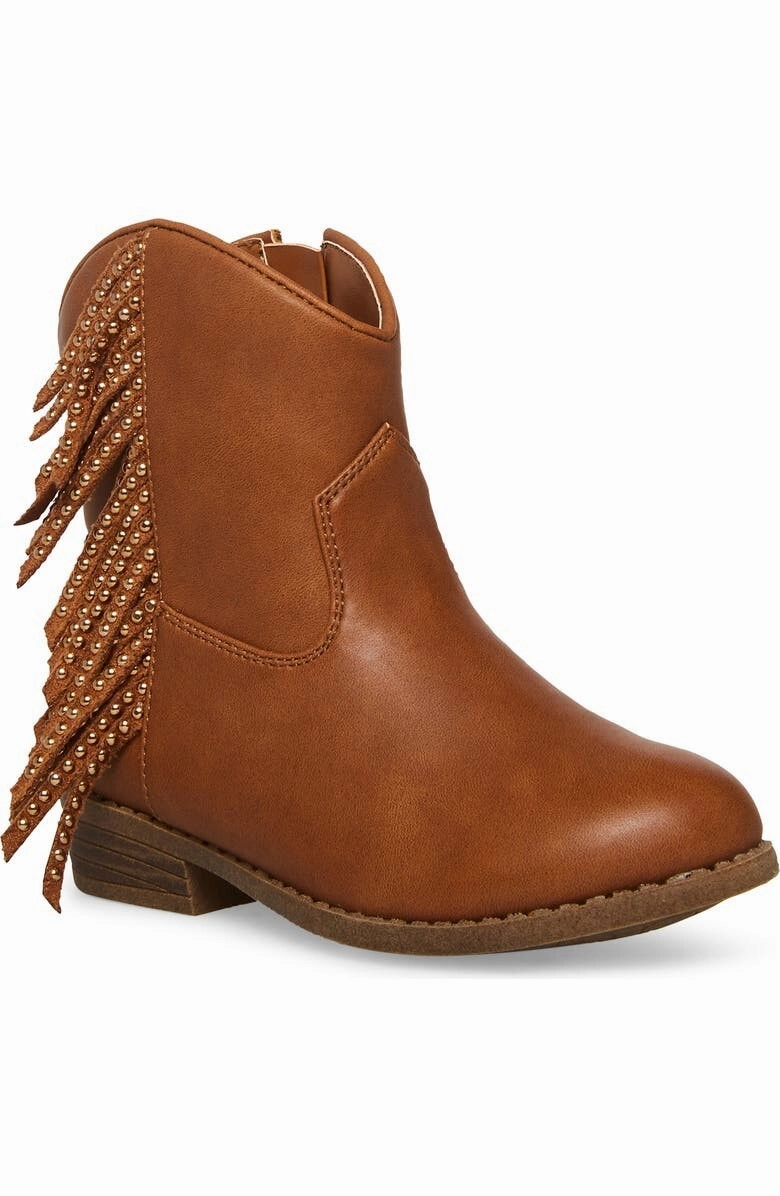 Steve Madden Willaa Western Boots Kids  Brown Leather Fringe Bootie ZPO3455 Work Boots Safety Toe