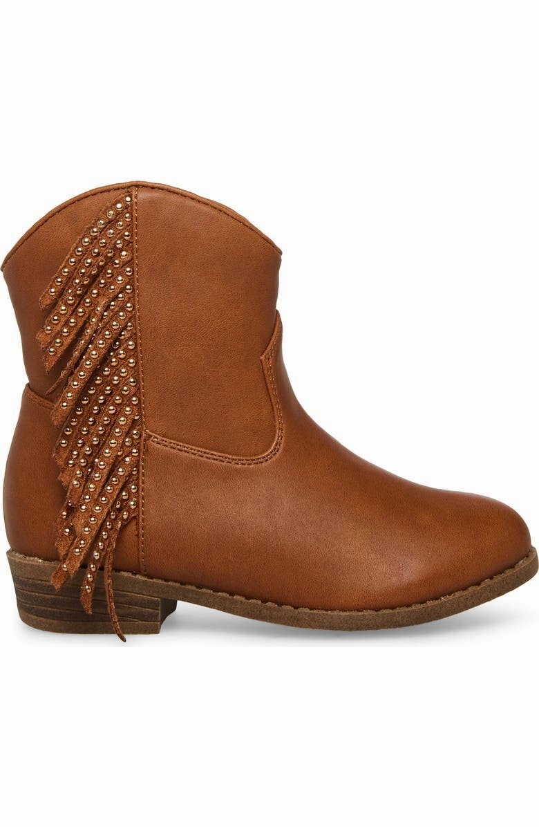 Square Toe Heeled Boots Steve Madden Willaa Western Boots Kids  Brown Leather Fringe Bootie ZPO3455