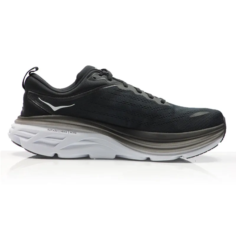 Indoor Running Shoes Hoka One One Bondi 8 Men's 2E Wide Fit Running Shoe - Black/White